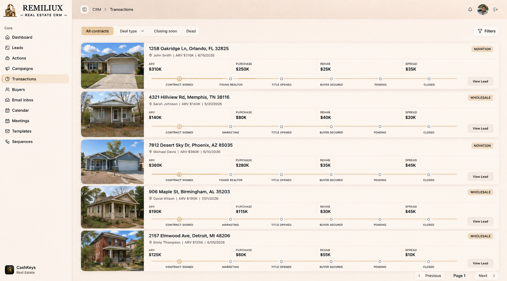Remiliux transactions